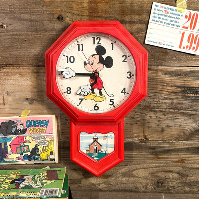 Vintage Mickey Mouse Red Wall Clock/ミッキーマウス レッド ウォールクロック【US限定】